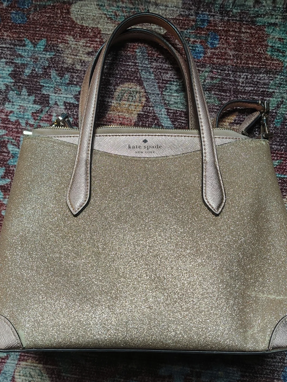 kate spade New York Pink rose Gold Glitter Tote Bag